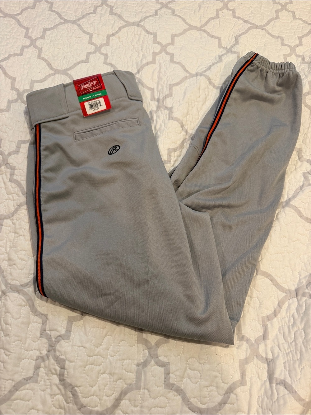 Rawlings Gray with Red and Black Side Stripes Baseball Pant